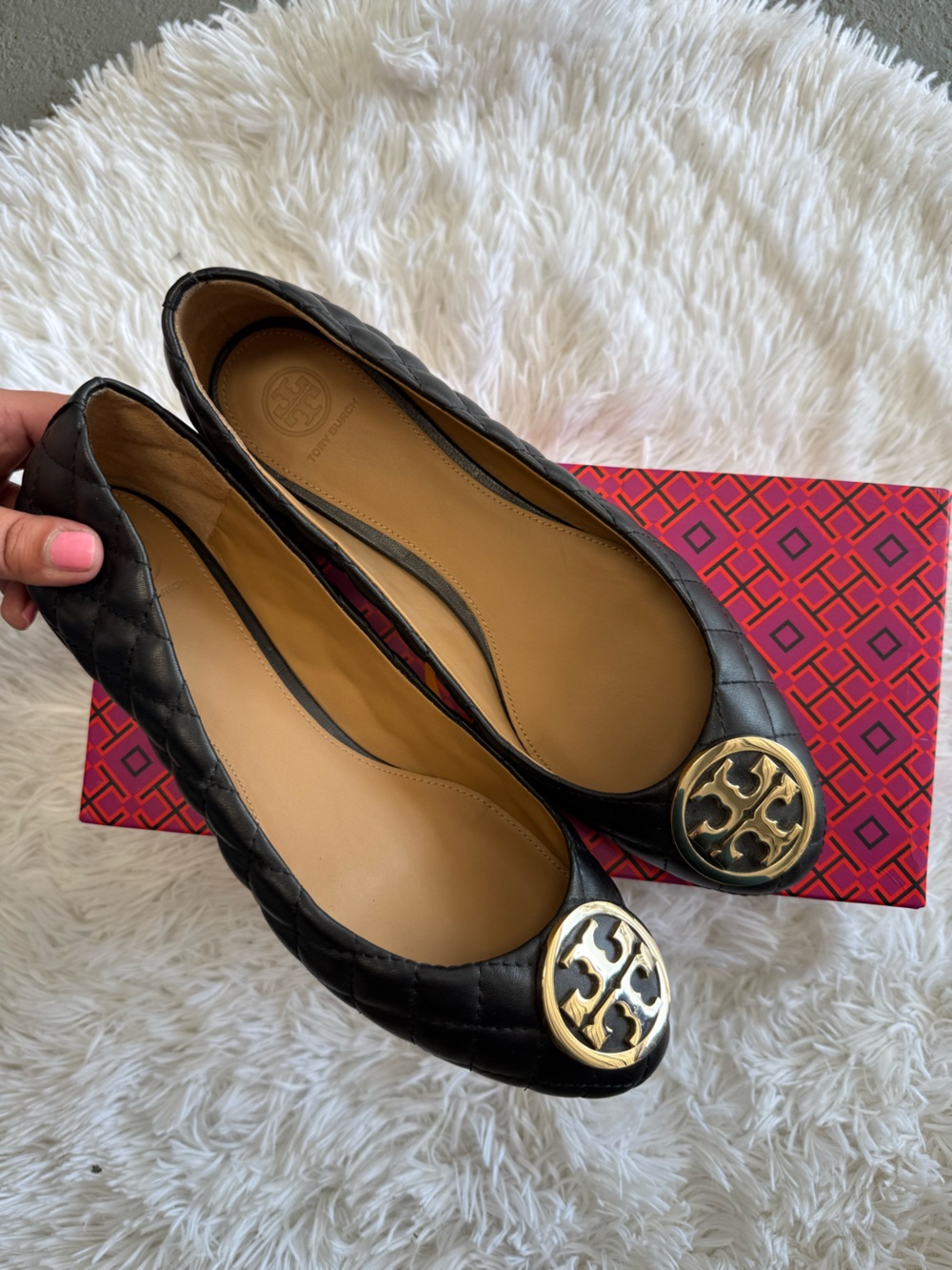 Tory Burch Black Quilted Ballet Flat